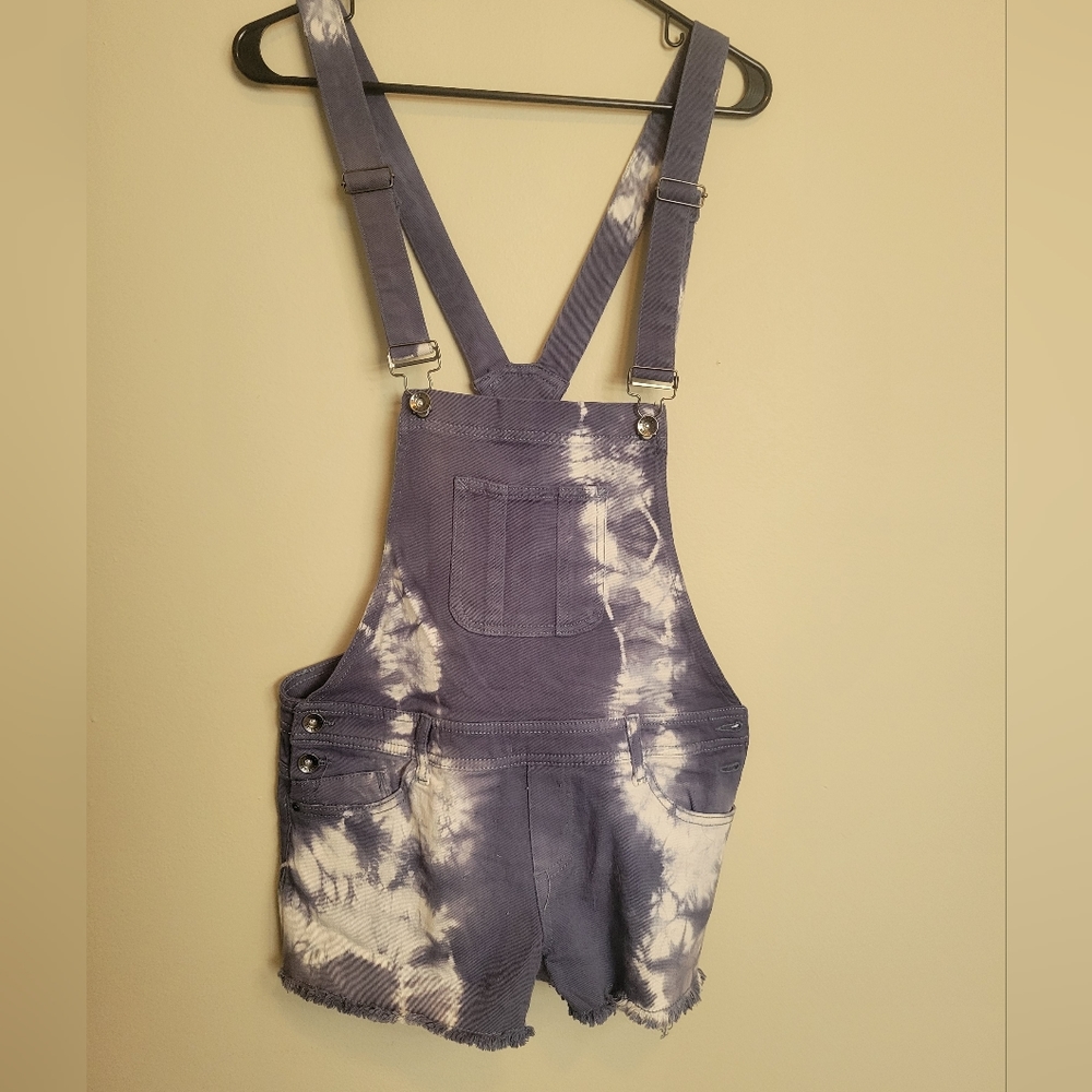 Tye dye denim overalls